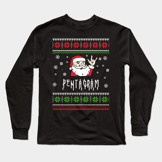 pentagram santa metal Long Sleeve T-Shirt by mantaplaaa